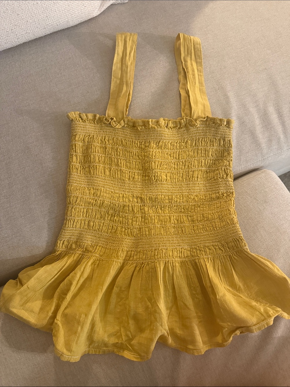 UO 100% Cotton Smocked Ruffle Tank